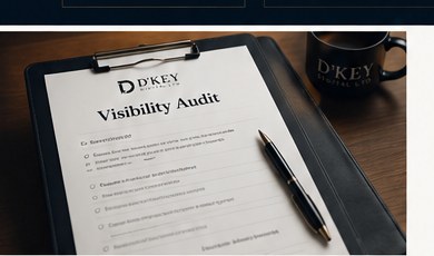 D’Key Digital visibility audit document preview on a desk.